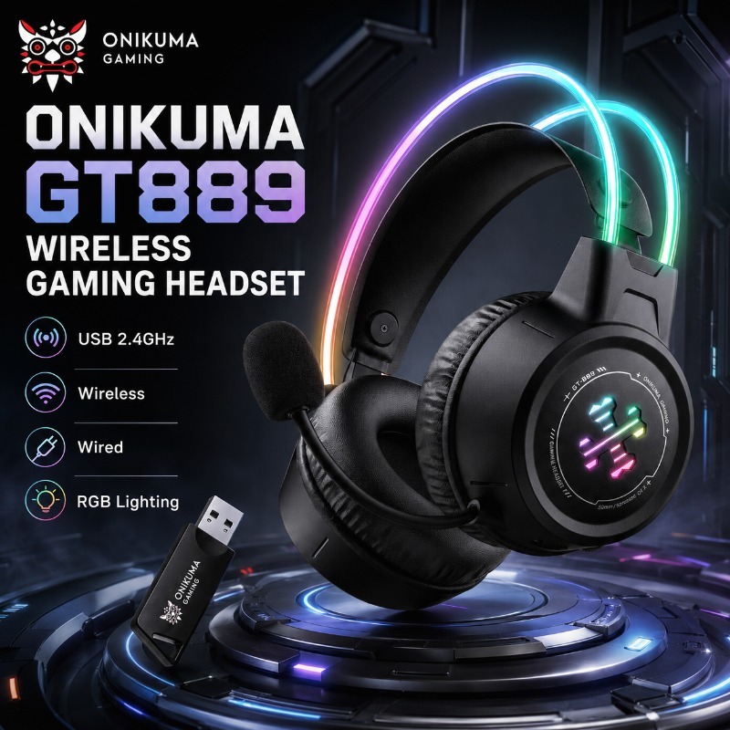Gaming Console Apple - ONIKUMA GT889 Oyun Kulaklıkları Kablosuz Üç